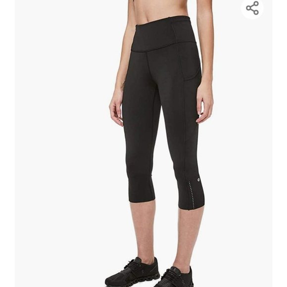 lululemon athletica Pants - Lululemon Womens Size 8 Black Fast & Free High Rise Crop Side Pockets